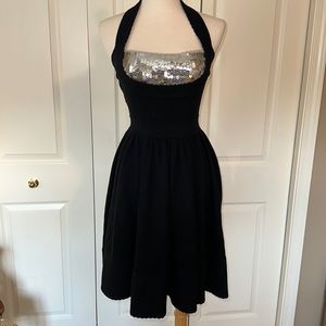Marc by Marc Jacob’s Honey Black Silver Sequin Sweater Halter Dress Size XS